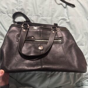 Authentic Coach Kisslock Black/Turquoise Shoulder Bag